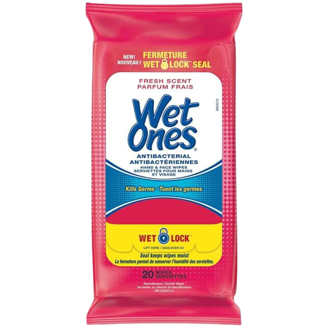 Wet Ones Antibacterial Hand and Face Wipes / 20 ct