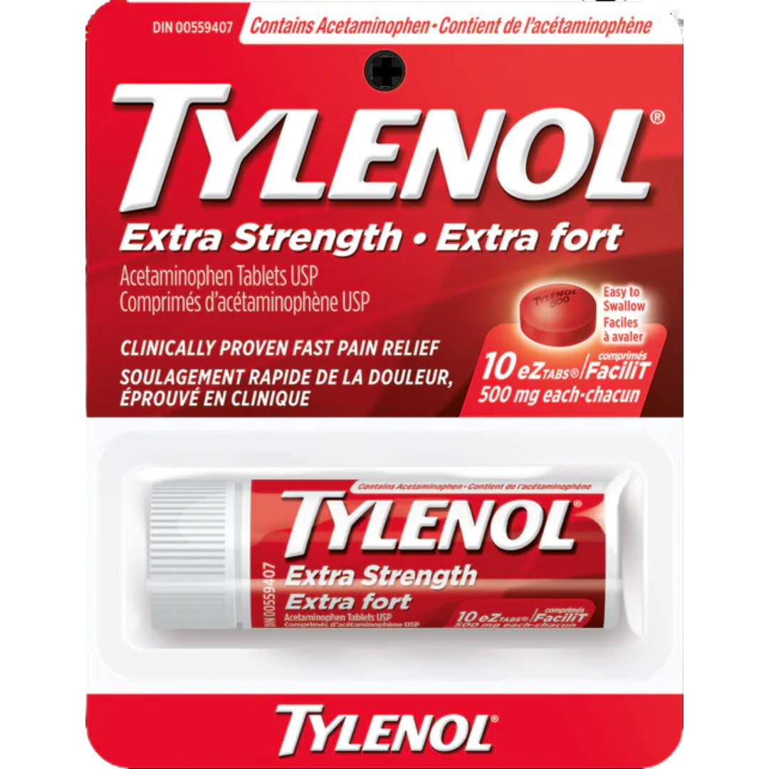 Extra Strength Tylenol EZtabs Acetaminophen Tablets USP /500mg 10ct