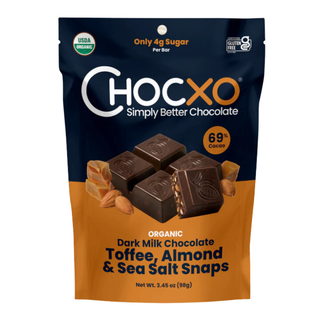 Chocxo Dark Chocolate with Caramel, Almond and Sea Salt / 98g
