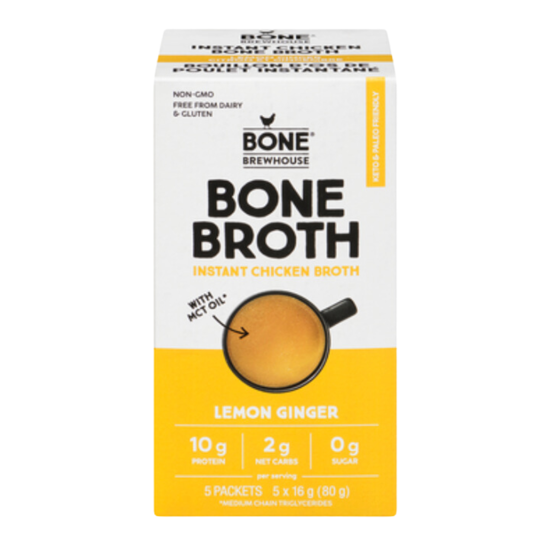 Bone Brewhouse Instant Chicken Bone Broth Lemon Ginger / 5ct