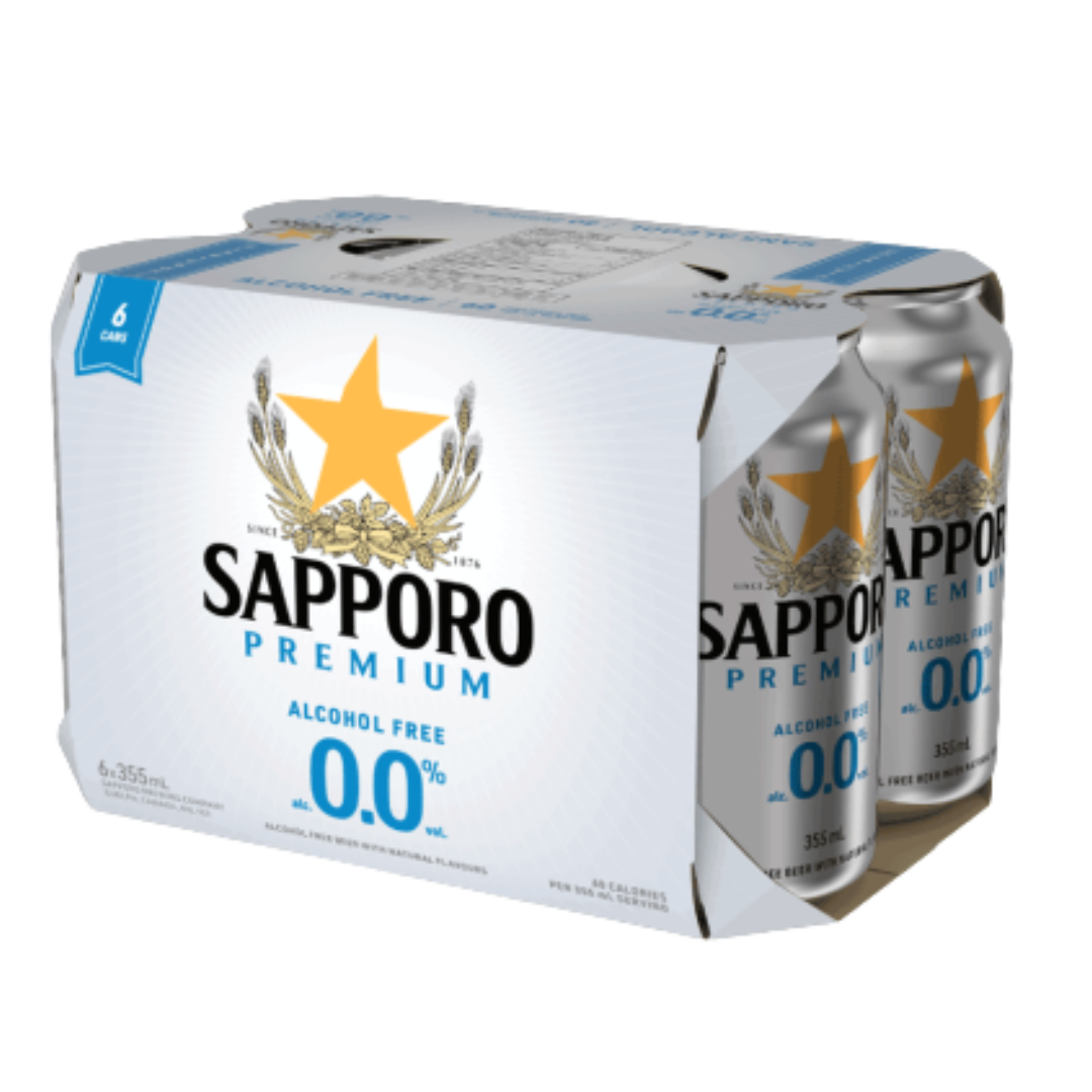 Sapporo Alcohol-Free Beer 0% Case / 6 x 355ml