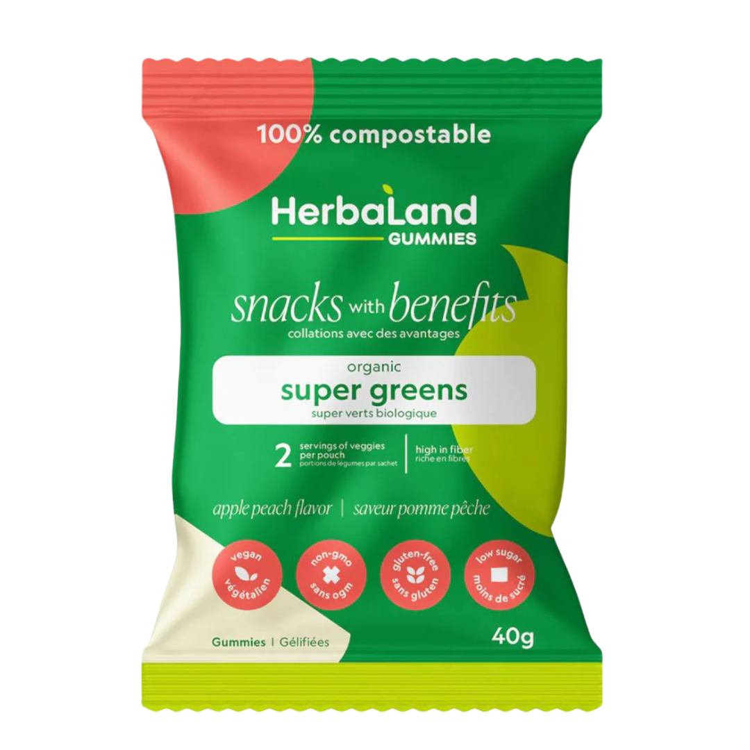 Herbaland Super Greens Apple and Peach Gummies / 40g