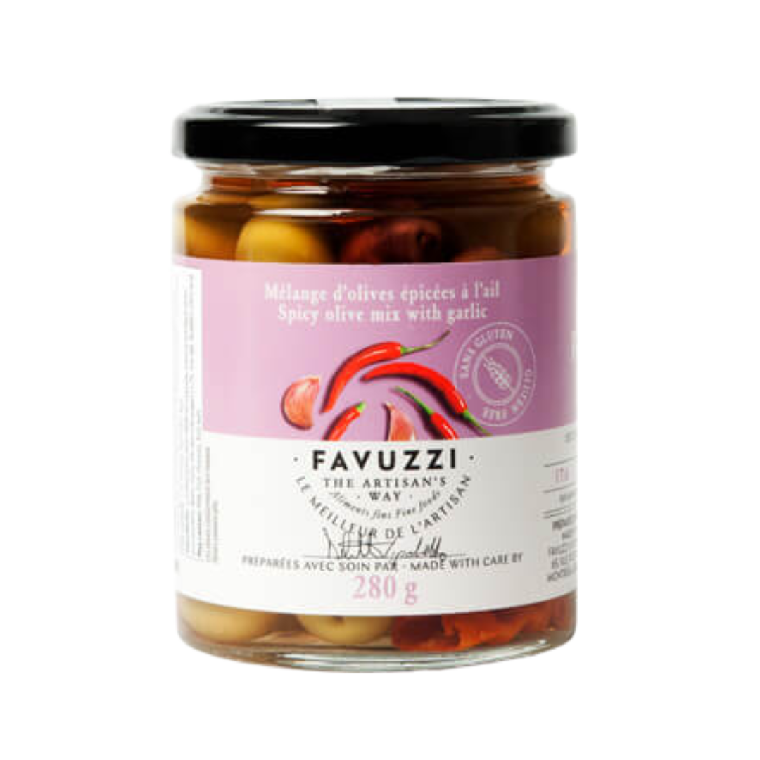Favuzzi Spicy Garlic Olive Mix / 280g