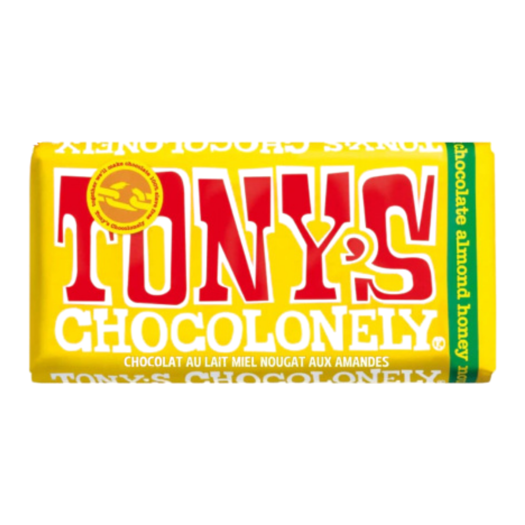 Tony's Chocolonely Milk Chocolate with Honey, Nougat and Almonds / 180g