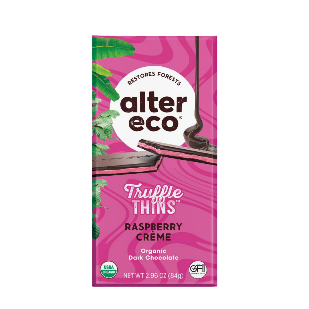 Alter Eco Truffle Thins Raspberry Creme / 84g