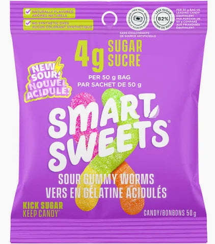 SmartSweets Sour Gummy Worms / 50g