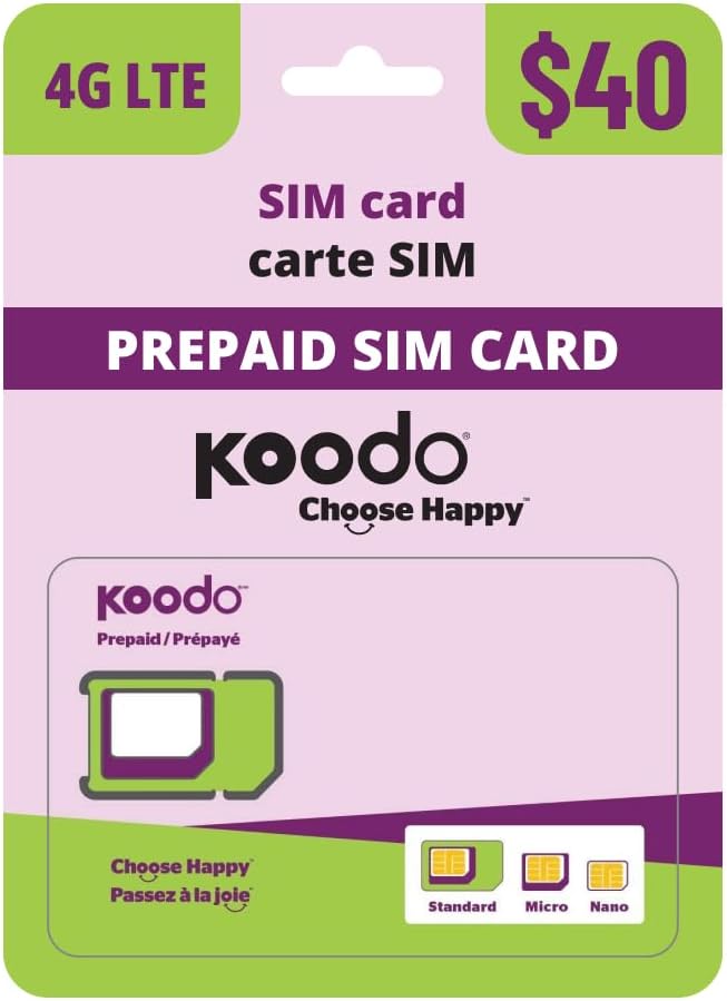 Koodo Mobile 4G LTE Prepaid SIM Card $40 / 1ct