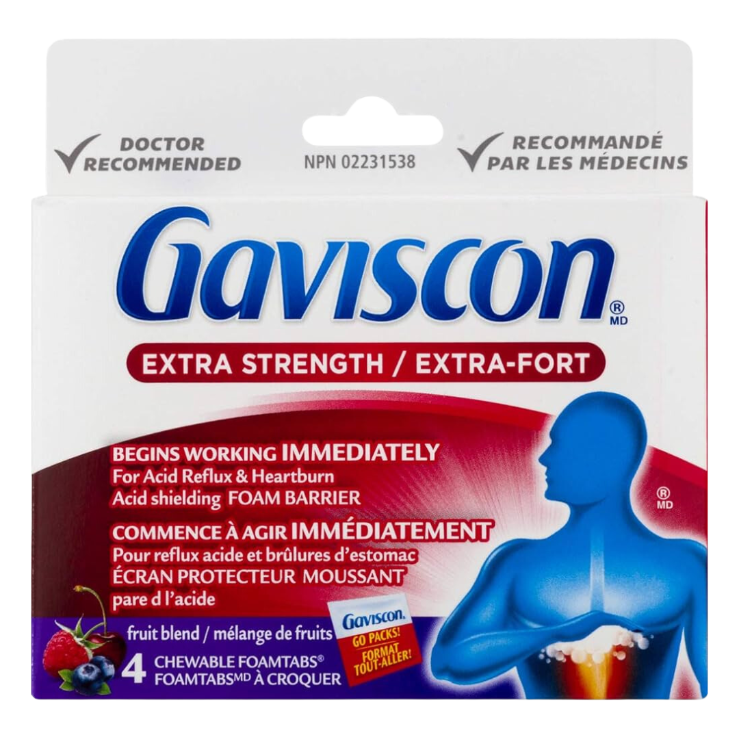 Gaviscon Extra Strength Chewable Fruit Mix/4 ct