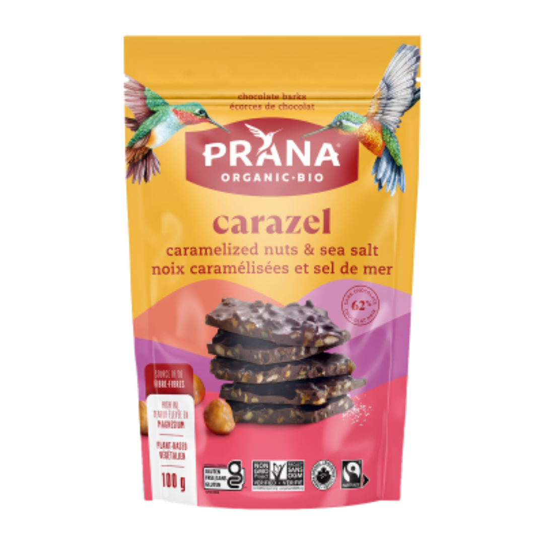 Prana Carazel Caramelized Nuts and Sea Salt Chocolate Bark / 100g