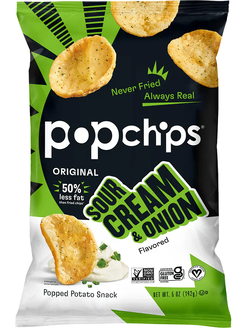 Pop Chips Sautéed Potato Snack Sour Cream and Onion / 142g