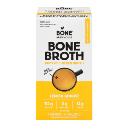Bone Brewhouse Instant Chicken Bone Broth Lemon Ginger / 5ct