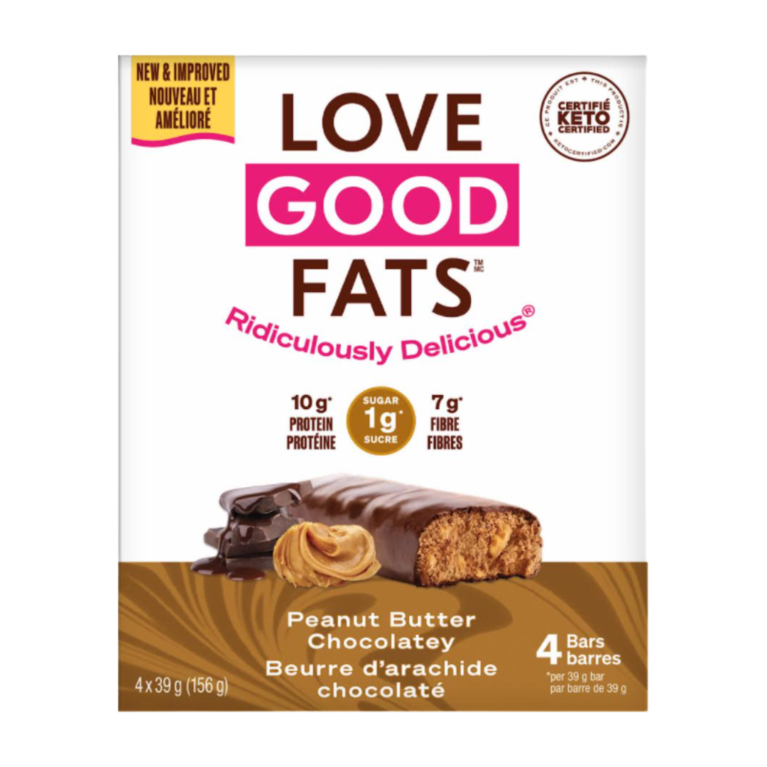 Love Good Fats Chocolate Peanut Butter Bars Box / 4x39g