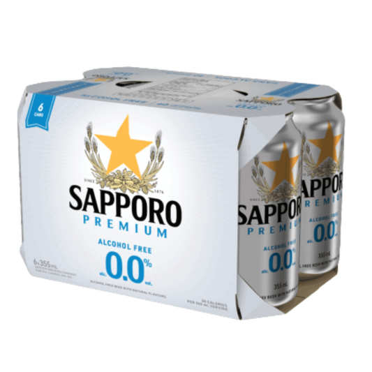 Sapporo Alcohol-Free Beer 0% Case / 6 x 355ml