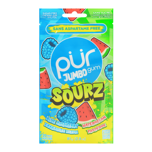 Pur Gum Jumbo Sourz Raspberry and Watermelon / 81g