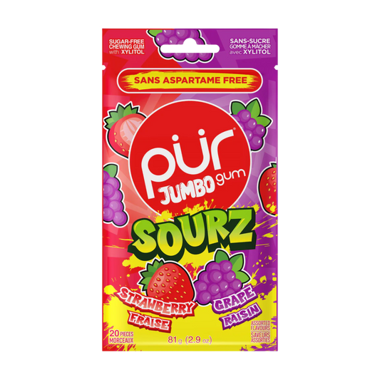 Pur Gum Jumbo Sourz Strawberry and Grape / 81g