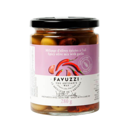 Favuzzi Spicy Garlic Olive Mix / 280g