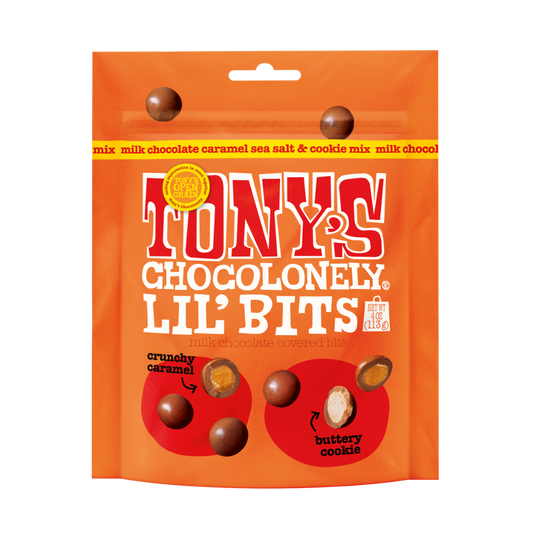 Tony's Chocolonely Lil Bits Milk Chocolate, Caramel Sea Salt & Cookies / 113g