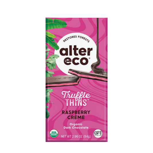 Alter Eco Truffle Thins Raspberry Creme / 84g