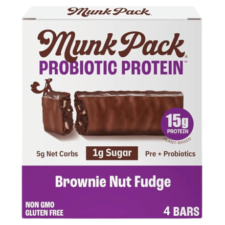 Munk Pack Probiotic Protein Bar Brownie Nut Fudge / 4ct