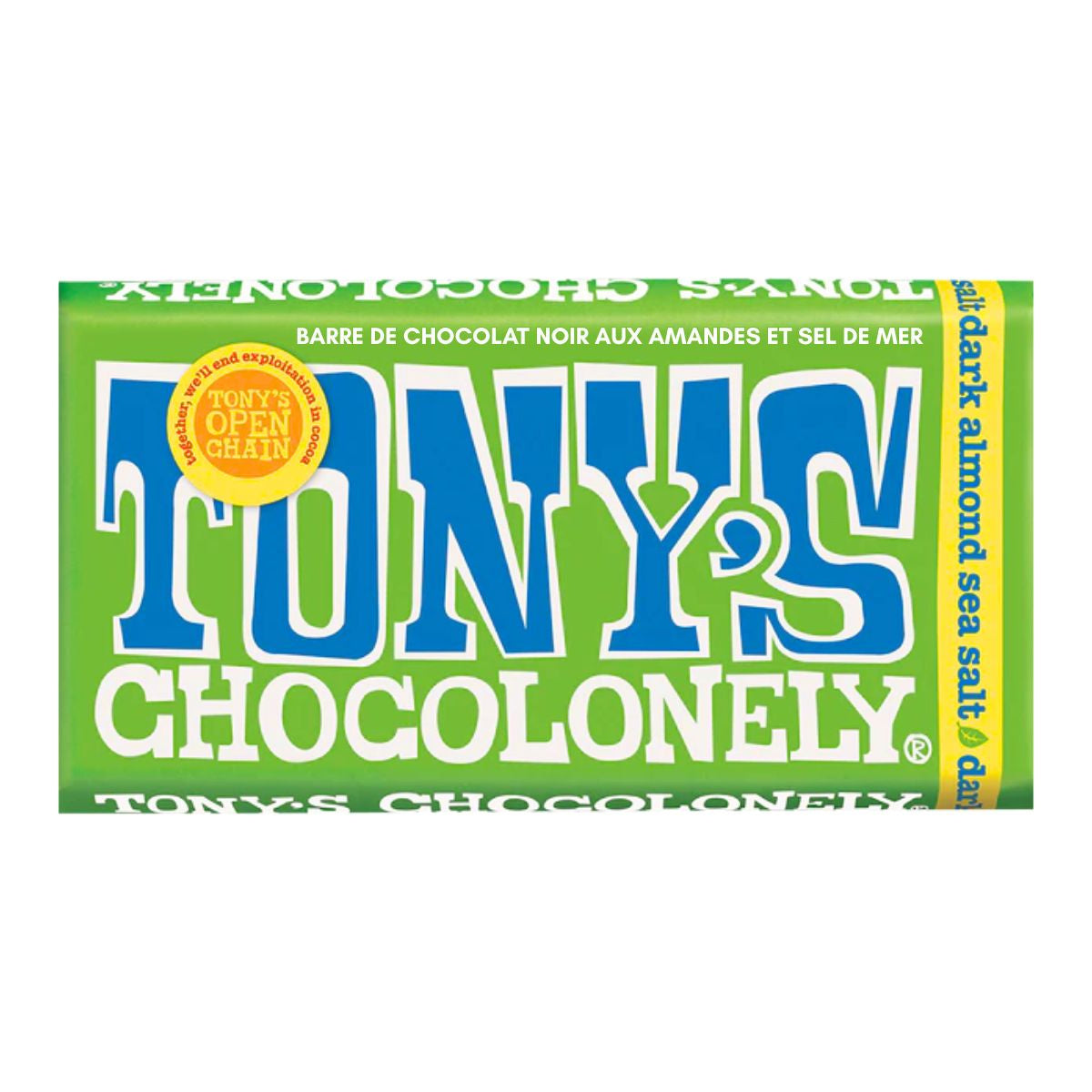 Tony's Chocolonely Chocolat Noir, Amandes et Sel de Mer / 180g